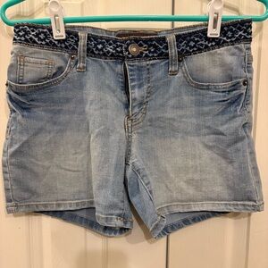Bit & Bridle Light Blue Jean Shorts with Patterned Waistband